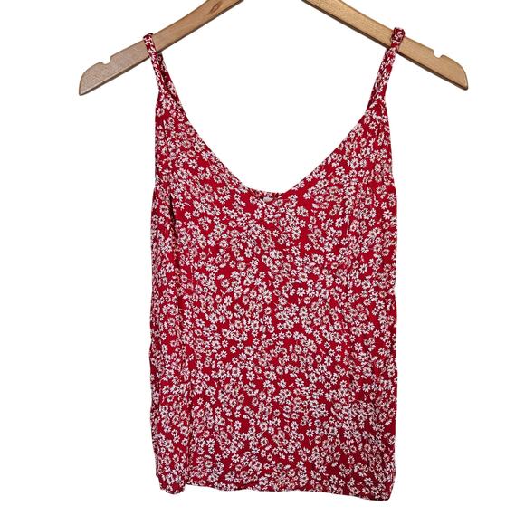 Madewell V-Neck Cami Tank Floral Red Ditzy Women's Size 2 Summer Casual Vacation - Picture 2 of 9